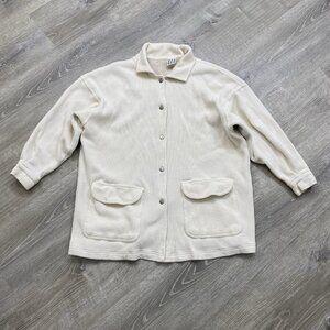 Vintage Fitigues Jacket One Size Snap Waffle Knit Beige Ivory USA